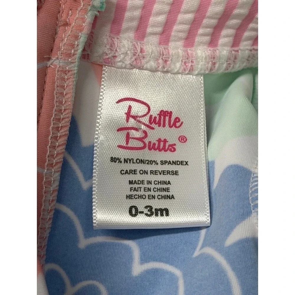 Ruffle Butts Baby‎ Girls Rash Guard Swimsuit Long Sleeve Floral Print Size 0-3M